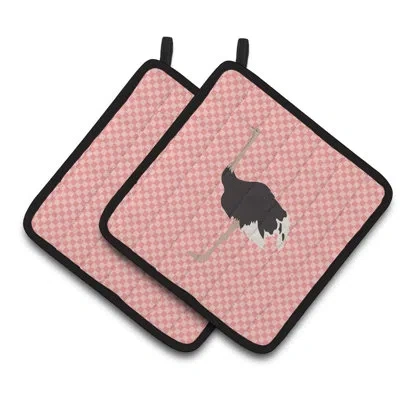 Caroline's Treasures Common Ostrich Check Potholder In Pink