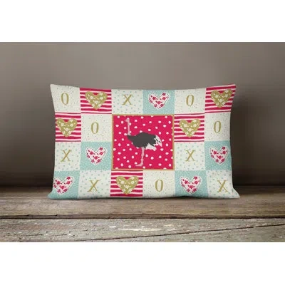 Caroline's Treasures Common Ostrich Love Outdoor Rectangular Cushion With Filling