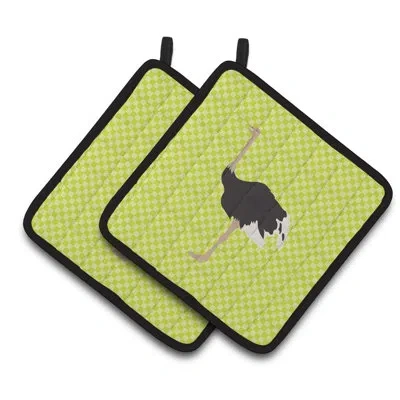 Caroline's Treasures Common Ostrich Potholder In Green