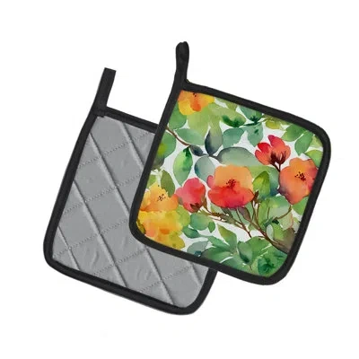 Caroline's Treasures Connecticut Mountain Laurels In Watercolor Pair Of Pot Holders In Multi