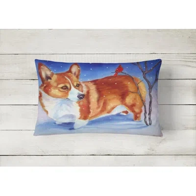 Caroline's Treasures Corgi Cardinal Buddy Fabric Indoor/outdoor Throw Pillow
