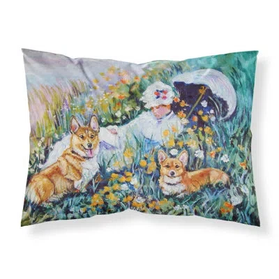 Caroline's Treasures Corgi Classics Pillowcase In Teal