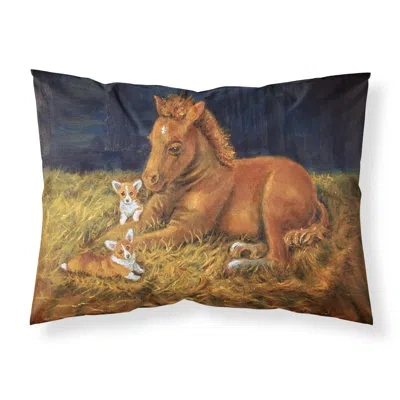 Caroline's Treasures Corgi Sunrise With Colt Pillowcase In Brown