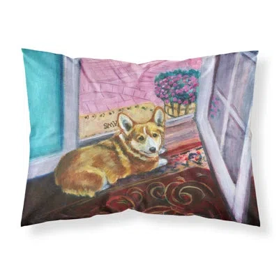 Caroline's Treasures Corgi Watching From The Door Pillowcase In Multicolor