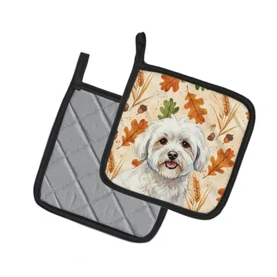 Caroline's Treasures Coton De Tulear Heirloom Fall Pair Of Pot Holders In Multicolor