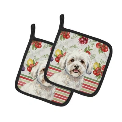 Caroline's Treasures Coton De Tulear Vegetables Pair Of Pot Holders In Multicolor