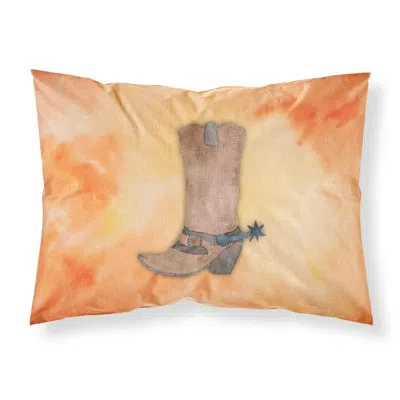 Caroline's Treasures Cow Boot Pillowcase In Orange