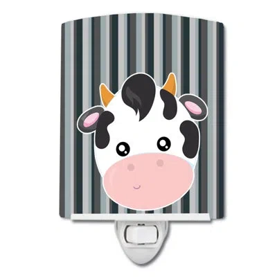 Caroline's Treasures Cow Face Ceramic Night Light In Gray