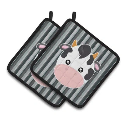 Caroline's Treasures Cow Face Potholder In Black