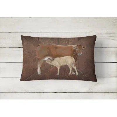 Caroline's Treasures Cow Momma And Baby Indoor/outdoor Throw Pillow