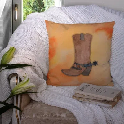 Caroline's Treasures Cowboy Boot Watercolor Indoor/outdoor Throw Pillow