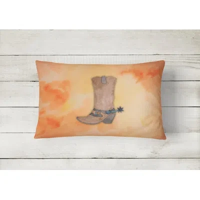 Caroline's Treasures Cowboy Boot Watercolor Lumbar Pillow