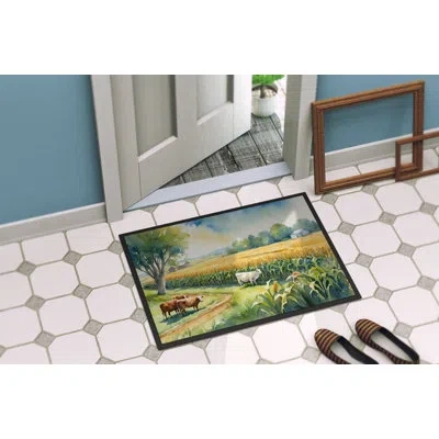 Caroline's Treasures Cows By The Cornfield Doormat In Multicolor