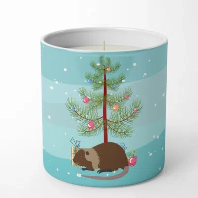 Caroline's Treasures Coypu Nutria River Rat Christmas 10 oz Decorative Soy Candle In Blue;green