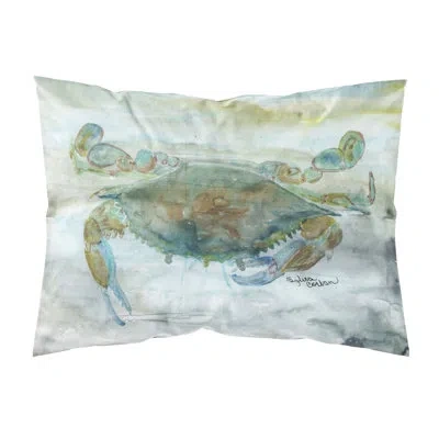 Caroline's Treasures Crab A Leg Up Watercolor Pillowcase In Green;gray
