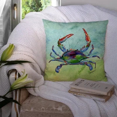 Caroline's Treasures Crab Crab Square Green Indoor/outdoor Throw Pillow