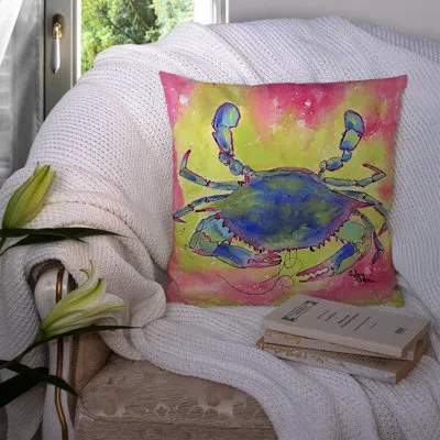 Caroline's Treasures Crab Graphic Print Square Indoor/outdoor Throw Pillow
