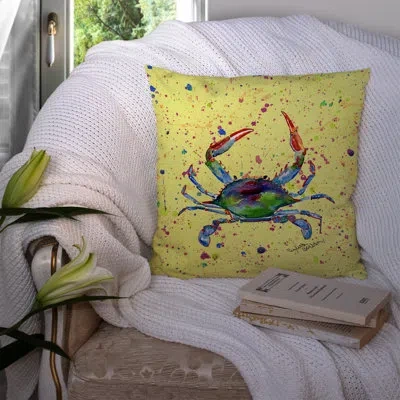 Caroline's Treasures Crab Indoor/outdoor Yellow Throw Pillow
