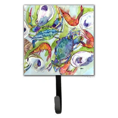 Caroline's Treasures Crab Leash Holder And Wall Hook In Blue;green;red