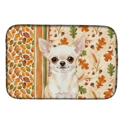 Caroline's Treasures Cream Chihuahua Heirloom Fall Dish Drying Mat In Natural