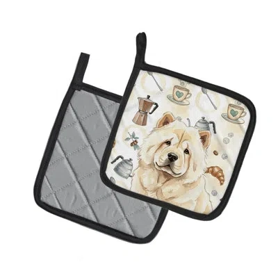 Caroline's Treasures Cream Chow Chow Coffee Bar Pair Of Pot Holders In Multicolor