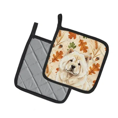 Caroline's Treasures Cream Chow Chow Heirloom Fall Pair Of Pot Holders In Multicolor