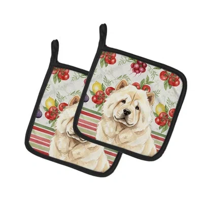 Caroline's Treasures Cream Chow Chow Vegetables Pair Of Pot Holders In Multicolor