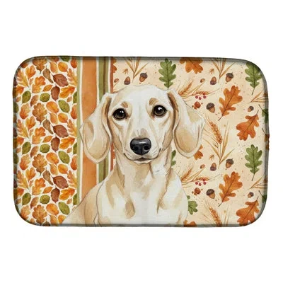 Caroline's Treasures Cream Dachshund Heirloom Fall Dish Drying Mat In Natural