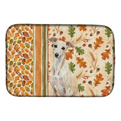 Caroline's Treasures Cream Italian Greyhound Heirloom Fall Dish Drying Mat In Natural