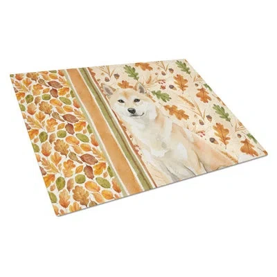 Caroline's Treasures Cream Shiba Inu Heirloom Fall Glass Cutting Board