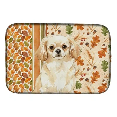 Caroline's Treasures Cream Tibetan Spaniel Heirloom Fall Dish Drying Mat In Natural