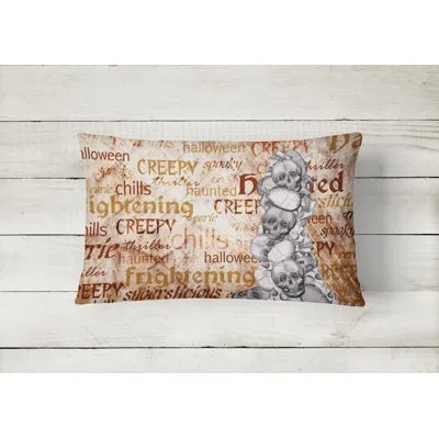 Caroline's Treasures Creepy, Haunted And Frightful With Skulls Halloween Indoor/outdoor Throw Pillow