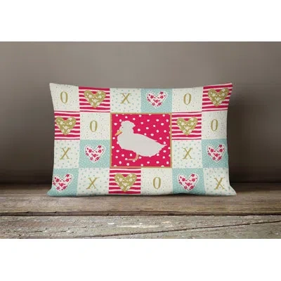 Caroline's Treasures Crested Duck Love Outdoor Rectangular Cushion With Filling