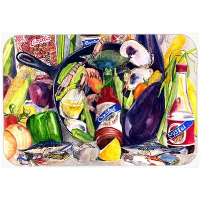 Caroline's Treasures Crystal Hot Sauce With Camellia Beans And Skillet Glass Cutting Board
