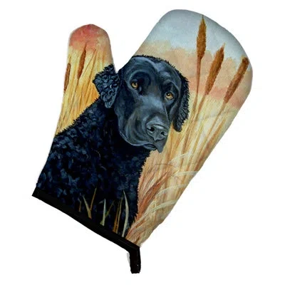 Caroline's Treasures Curly Coated Retriever Oven Mitt In Black;brown