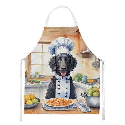 Caroline's Treasures Curly-coated Retriever The Chef Apron In Black;yellow
