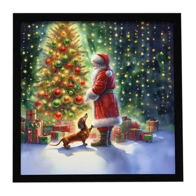 Caroline's Treasures Dachshund And Santa Claus Framed Metal Print In Multicolor