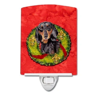 Caroline's Treasures Dachshund Christmas Wreath Ceramic Night Light