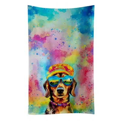 Caroline's Treasures Dachshund Hippie Dawg Kitchen Towel In Multicolor