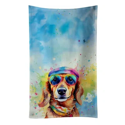 Caroline's Treasures Dachshund Hippie Dawg Kitchen Towel In Multicolor