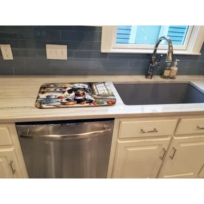 Caroline's Treasures Dachshund The Chef Dish Drying Mat In Natural