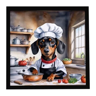 Caroline's Treasures Dachshund The Chef Framed Metal Print In Multi