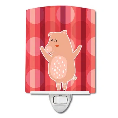 Caroline's Treasures Dancing Pig Ceramic Night Light In Red