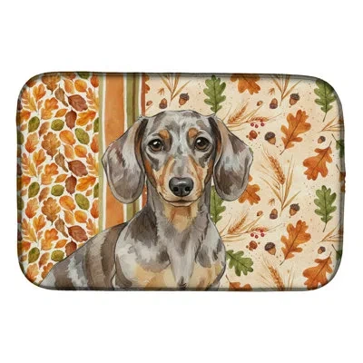 Caroline's Treasures Dapple Dachshund Heirloom Fall Dish Drying Mat In Natural