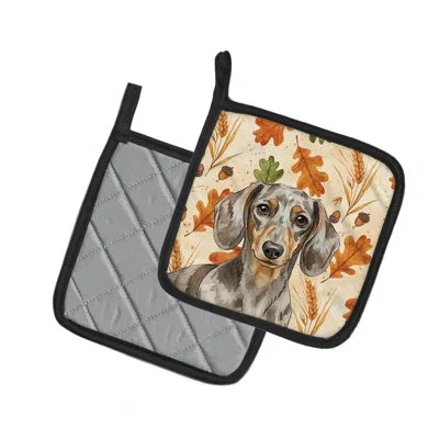 Caroline's Treasures Dapple Dachshund Heirloom Fall Pair Of Pot Holders In Multicolor