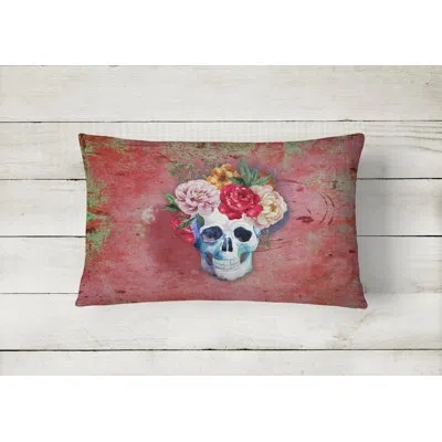 Caroline's Treasures Day Of The Dead Flowers Skull Lumbar Pillow
