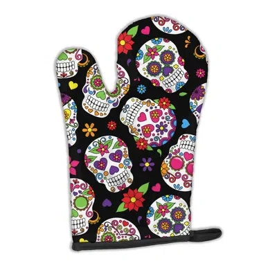 Caroline's Treasures Day Of The Dead Oven Mitt In Black;green;pink
