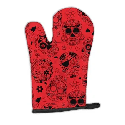 Caroline's Treasures Day Of The Dead Oven Mitt In Black;red