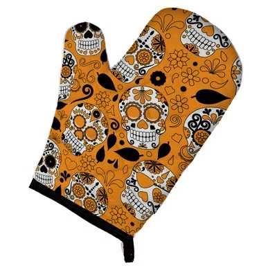 Caroline's Treasures Day Of The Dead Oven Mitt In Black;yellow