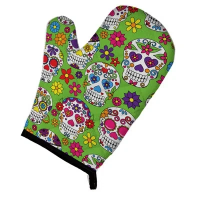 Caroline's Treasures Day Of The Dead Oven Mitt In Blue;green;pink